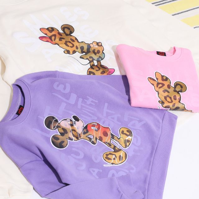 【ベビードール】ミニー 親子お揃い レンチキュラートレーナー 9054K / 見る角度で柄が変わる ベビーサイズ キッズ リンクコーデ ペアルック 親子コーデ トップス 長袖 トレーナー