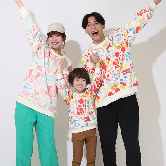 【ベビードール】ミッキーフレンズ 親子お揃い 総柄トレーナー 9110K