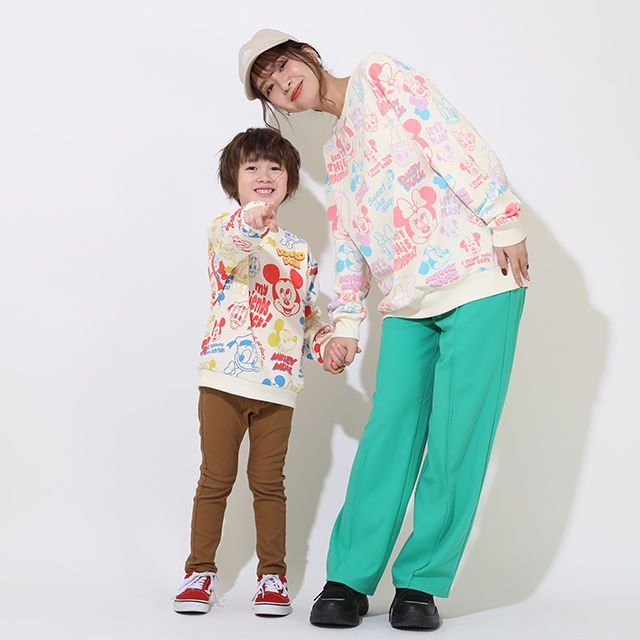【ベビードール】ミッキーフレンズ 親子お揃い 総柄トレーナー 9110K