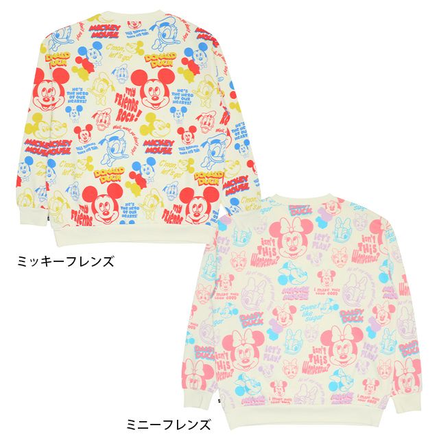 【ベビードール】ミッキーフレンズ 親子お揃い 総柄トレーナー 9110A / 大人 ユニセックス 男女兼用 リンクコーデ ペアルック 親子コーデ トレーナー 長袖
