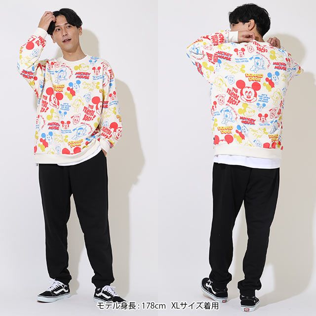 【ベビードール】ミッキーフレンズ 親子お揃い 総柄トレーナー 9110A / 大人 ユニセックス 男女兼用 リンクコーデ ペアルック 親子コーデ トレーナー 長袖