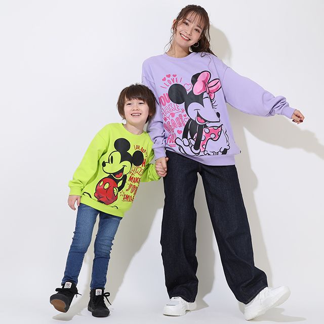【ベビードール】ミッキー 親子お揃い ラクガキペアトレーナー 9111K / ベビーサイズ キッズ リンクコーデ ペアルック 親子コーデ トップス 長袖 トレーナー