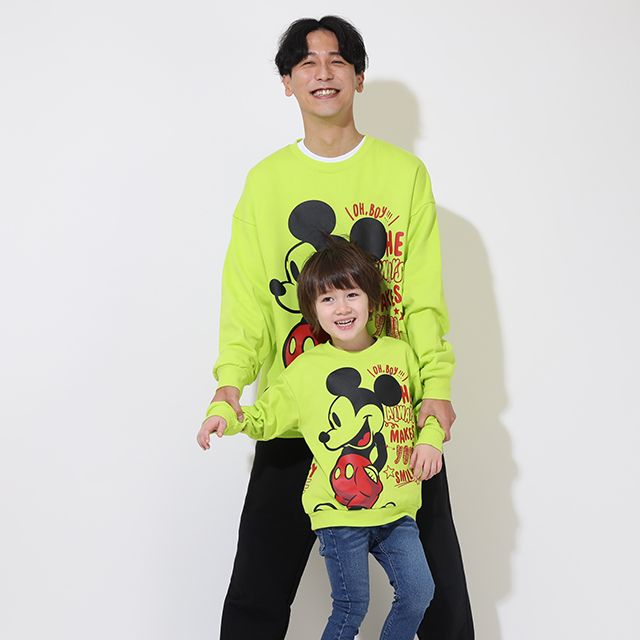 【ベビードール】ミッキー 親子お揃い ラクガキペアトレーナー 9111A / 大人 ユニセックス 男女兼用 リンクコーデ ペアルック 親子コーデ トレーナー 長袖