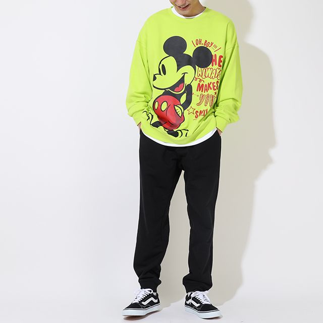 【ベビードール】ミッキー 親子お揃い ラクガキペアトレーナー 9111A / 大人 ユニセックス 男女兼用 リンクコーデ ペアルック 親子コーデ トレーナー 長袖