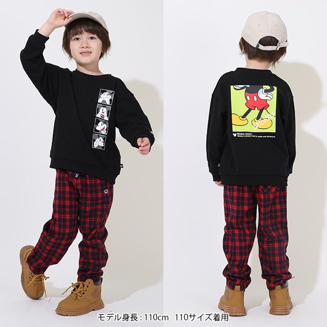 【ベビードール】ミッキー 親子お揃い バックデザインペアトレーナー 9112K / ベビーサイズ キッズ リンクコーデ ペアルック 親子コーデ トップス 長袖 トレーナー