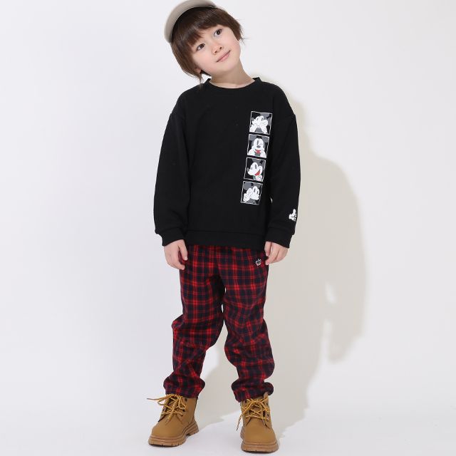 【ベビードール】ミッキー 親子お揃い バックデザインペアトレーナー 9112K / ベビーサイズ キッズ リンクコーデ ペアルック 親子コーデ トップス 長袖 トレーナー