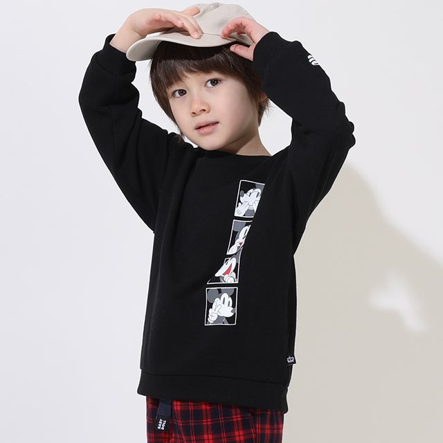 【ベビードール】ミッキー 親子お揃い バックデザインペアトレーナー 9112K / ベビーサイズ キッズ リンクコーデ ペアルック 親子コーデ トップス 長袖 トレーナー