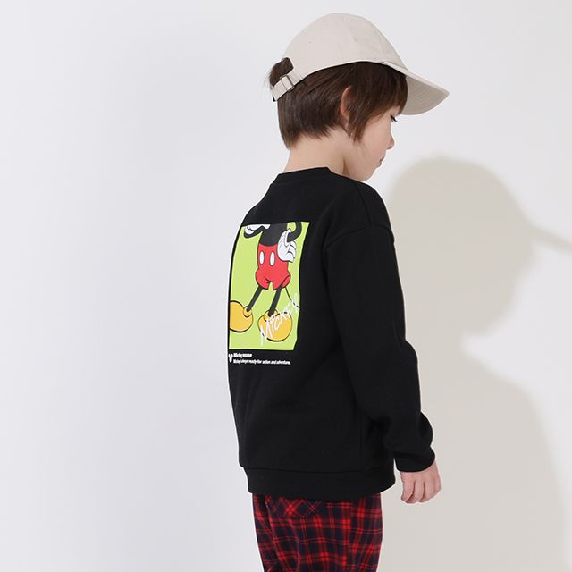 【ベビードール】ミッキー 親子お揃い バックデザインペアトレーナー 9112K / ベビーサイズ キッズ リンクコーデ ペアルック 親子コーデ トップス 長袖 トレーナー