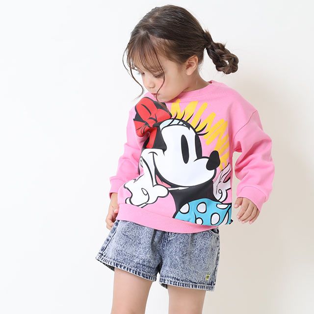 【ベビードール】ミニー 親子お揃い BIGフェイストレーナー 9122K / ベビーサイズ キッズ リンクコーデ ペアルック 親子コーデ トップス 長袖 トレーナー