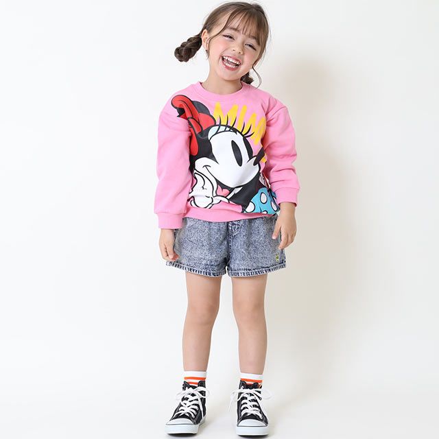 【ベビードール】ミニー 親子お揃い BIGフェイストレーナー 9122K / ベビーサイズ キッズ リンクコーデ ペアルック 親子コーデ トップス 長袖 トレーナー