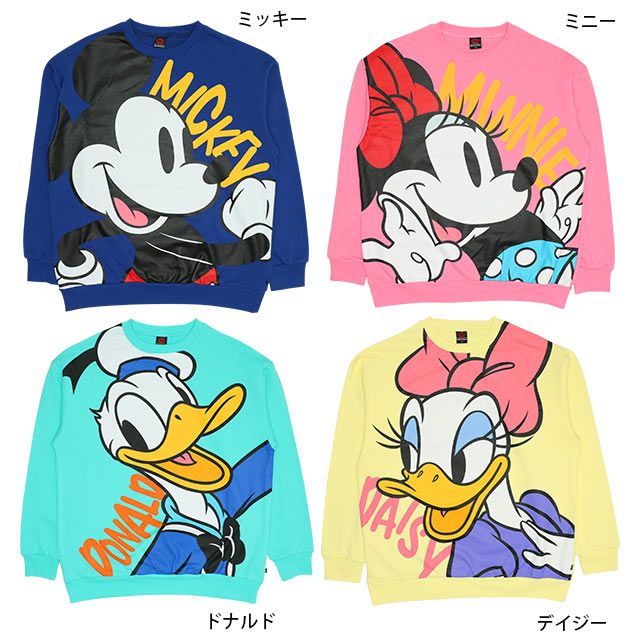 【ベビードール】ミッキー 親子お揃い BIGフェイストレーナー 9122A / 大人 ユニセックス 男女兼用 リンクコーデ ペアルック 親子コーデ トレーナー 長袖