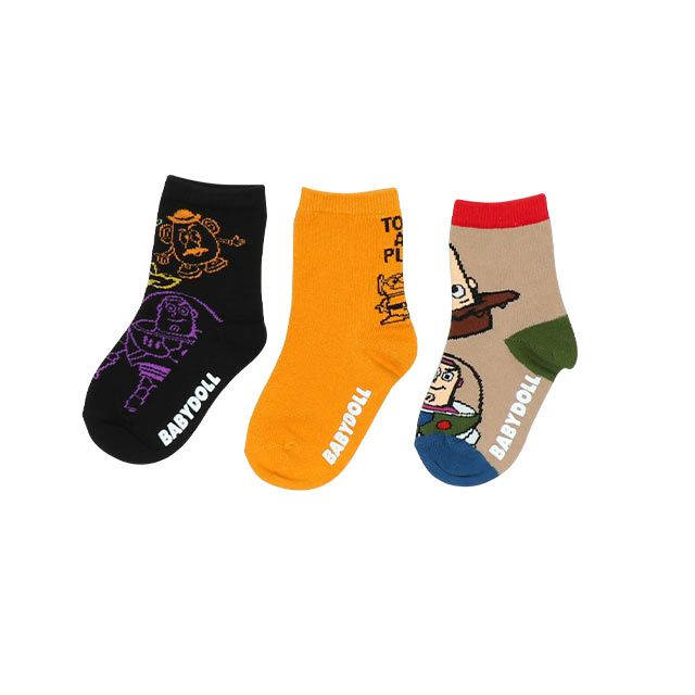 【ベビードール】トイ・ストーリー クルーソックスセット 9135 / ベビーサイズ キッズ くつ下 靴下 3足セット 3足組み 3点セット プチプラ 10-13cm・13-16cm滑り止め付き プレゼント 贈り物