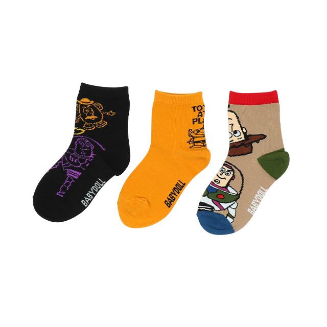 【ベビードール】トイ・ストーリー クルーソックスセット 9135 / ベビーサイズ キッズ くつ下 靴下 3足セット 3足組み 3点セット プチプラ 10-13cm・13-16cm滑り止め付き プレゼント 贈り物