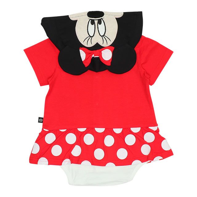 【ベビードール】ミニー なりきるロンパース 9175B / ベビーサイズ 赤ちゃん 出産祝い 贈り物 プレゼント ベビー服 フード付き 立体モチーフ スナップボタン センター開き 仮装 コスチューム コスプレ