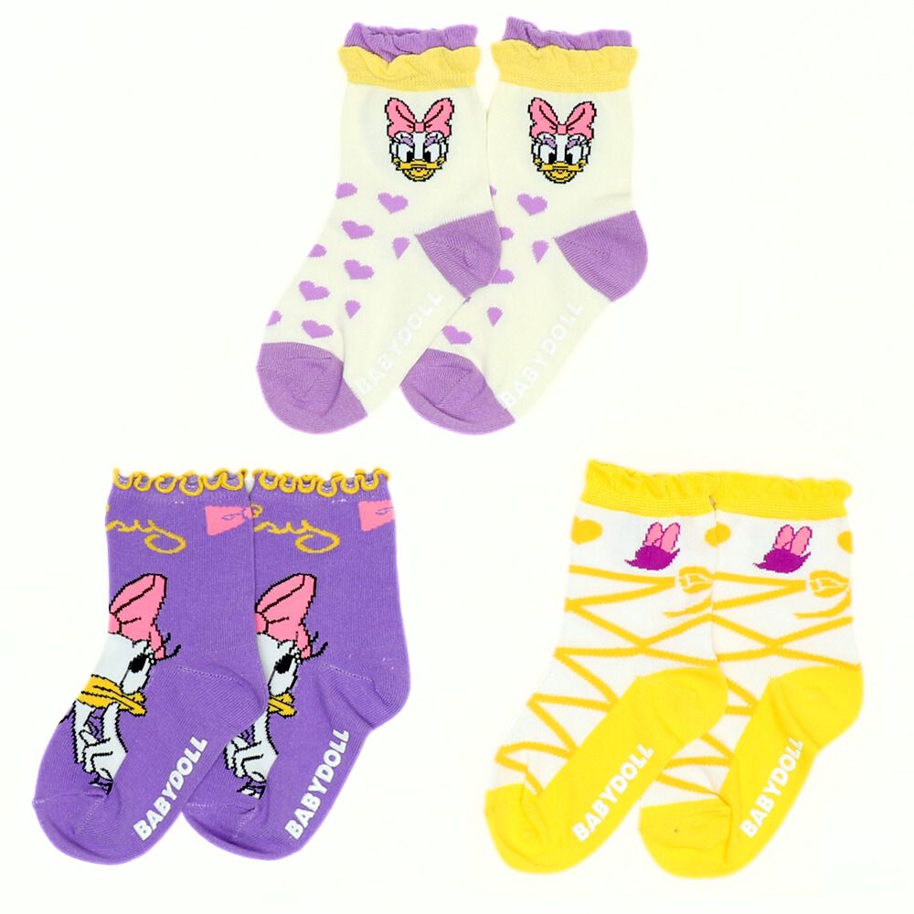 【ベビードール】デイジー クルーソックスセット 9179 / ベビーサイズ キッズ くつ下 靴下 3足セット 3足組み 3点セット 10-13cm・13-16cm滑り止め付き ガーリー