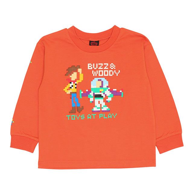 【ベビードール】トイ・ストーリー ピクセルプリント ロングTシャツ 9198K / ベビーサイズ キッズ トップス 長袖 ロンT インナー 天竺素材 発泡プリント ウッディ バズ
