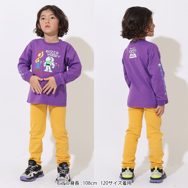 【ベビードール】トイ・ストーリー ピクセルプリント ロングTシャツ 9198K / ベビーサイズ キッズ トップス 長袖 ロンT インナー 天竺素材 発泡プリント ウッディ バズ