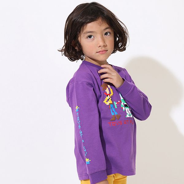 【ベビードール】トイ・ストーリー ピクセルプリント ロングTシャツ 9198K / ベビーサイズ キッズ トップス 長袖 ロンT インナー 天竺素材 発泡プリント ウッディ バズ