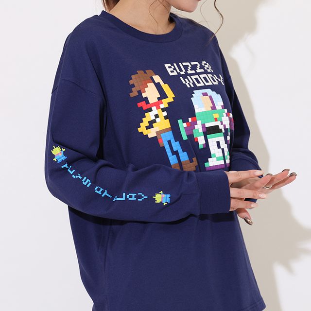 【ベビードール】トイ・ストーリー ピクセルプリント ロングTシャツ 9198A