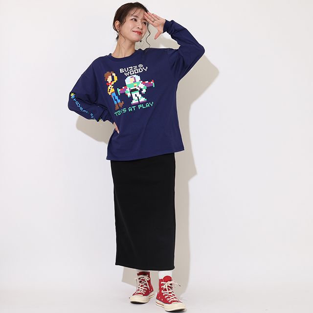 【ベビードール】トイ・ストーリー ピクセルプリント ロングTシャツ 9198A
