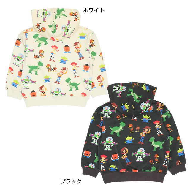 【ベビードール】親子お揃い トイ・ストーリー 総柄パーカー 9201K / ベビーサイズ キッズ リンクコーデ ペアルック 親子コーデ 長袖 トップス パーカー プルオーバー フーディ ピクセルアート ドット絵