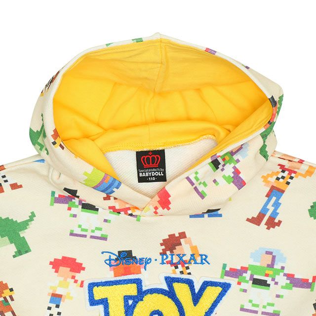 【ベビードール】親子お揃い トイ・ストーリー 総柄パーカー 9201K / ベビーサイズ キッズ リンクコーデ ペアルック 親子コーデ 長袖 トップス パーカー プルオーバー フーディ ピクセルアート ドット絵