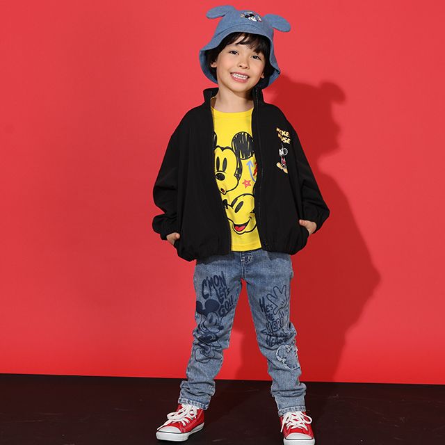 【ベビードール】ミッキー ウィンドブレーカー 9203K / ベビーサイズ キッズ トップス 羽織 軽アウター ジャケット 撥水 ファスナーガード付き 春秋冬