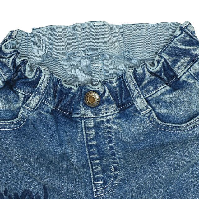 【ベビードール】ミッキー デニムロングパンツ 9204K / ベビーサイズ キッズ ボトム 長ズボン ジーンズ ジーパン ウエスト総ゴム ゴム穴付 ベルトループ フェイクボタン