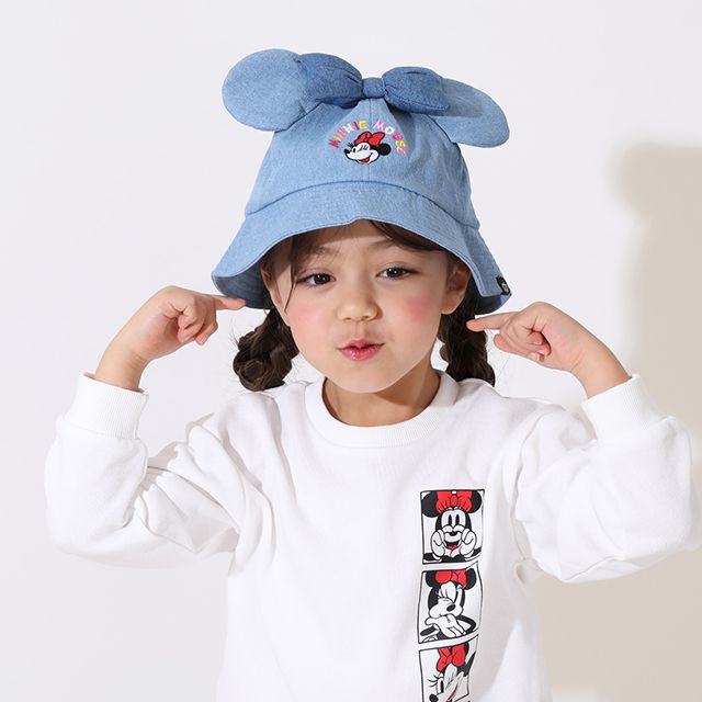 【ベビードール】ミニー デニム耳付きハット 9206 / ベビーサイズ（頭回り：48cm） キッズ（頭回り：54cm） ぼうし 帽子 立体モチーフ