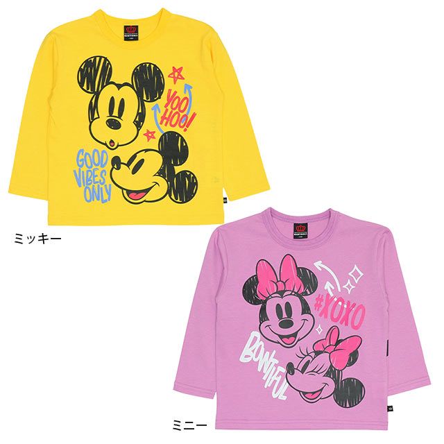 【ベビードール】ミニー  ラクガキBIGフェイスロンT 9208K / ベビーサイズ キッズ トップス 長袖 クルーネック 天竺素材