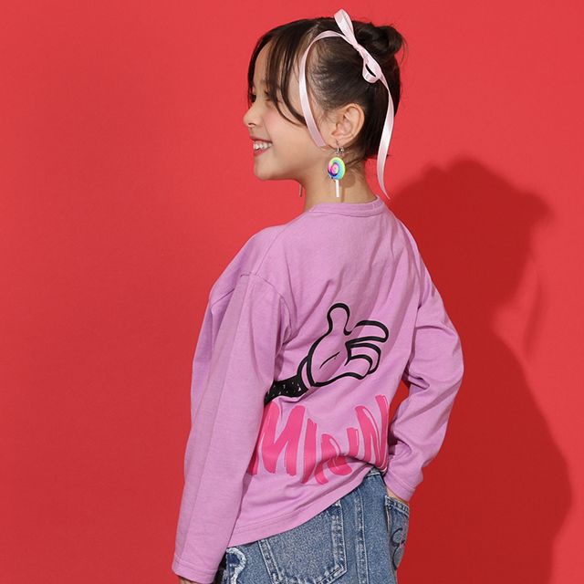 【ベビードール】ミニー  ラクガキBIGフェイスロンT 9208K / ベビーサイズ キッズ トップス 長袖 クルーネック 天竺素材