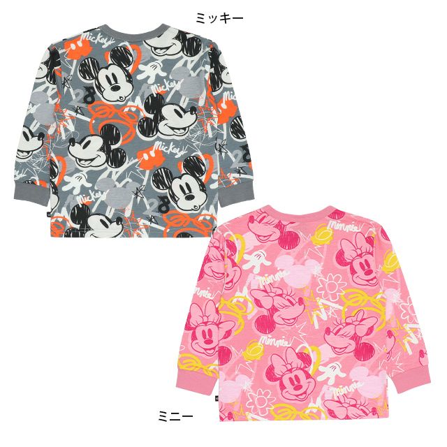 【ベビードール】ミニー  総柄ロンT 9209K / ベビーサイズ キッズ トップス 長袖 クルーネック 天竺素材