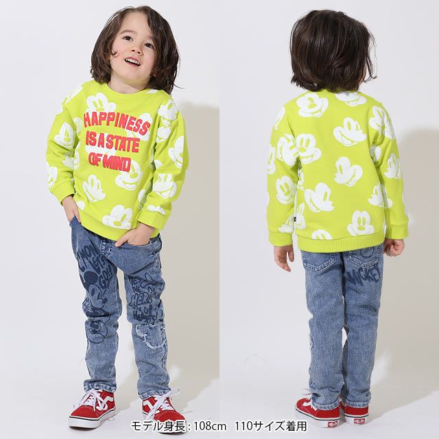【ベビードール】ミッキー 親子お揃い 総柄トレーナー 9210K / ベビーサイズ キッズ トップス 長袖 スウェット素材 リンクコーデ ペアルック 親子コーデ 春秋冬