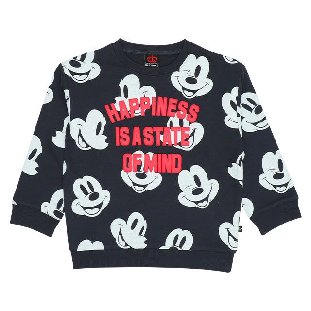 【ベビードール】ミッキー 親子お揃い 総柄トレーナー 9210K / ベビーサイズ キッズ トップス 長袖 スウェット素材 リンクコーデ ペアルック 親子コーデ 春秋冬