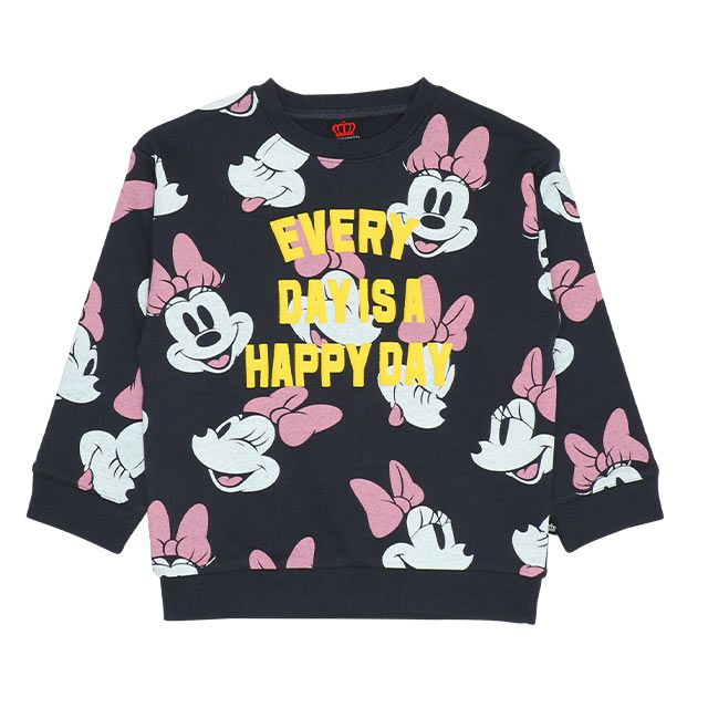 【ベビードール】ミニー 親子お揃い 総柄トレーナー 9210K / ベビーサイズ キッズ トップス 長袖 スウェット素材 リンクコーデ ペアルック 親子コーデ 春秋冬
