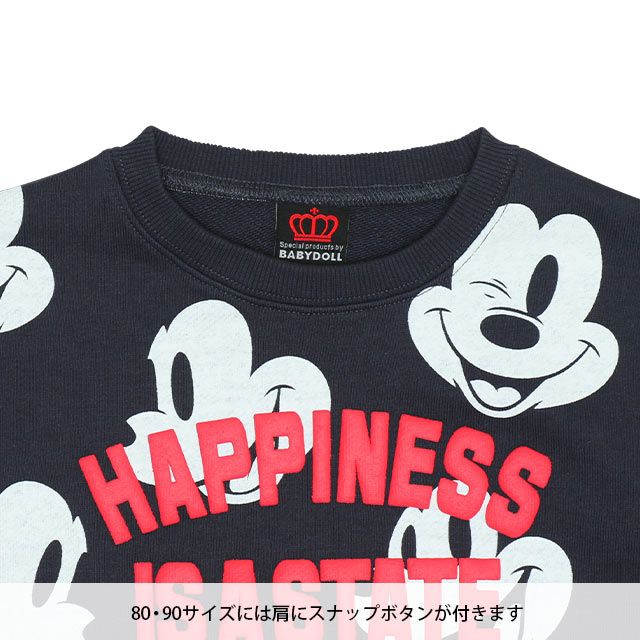 【ベビードール】ミニー 親子お揃い 総柄トレーナー 9210K / ベビーサイズ キッズ トップス 長袖 スウェット素材 リンクコーデ ペアルック 親子コーデ 春秋冬