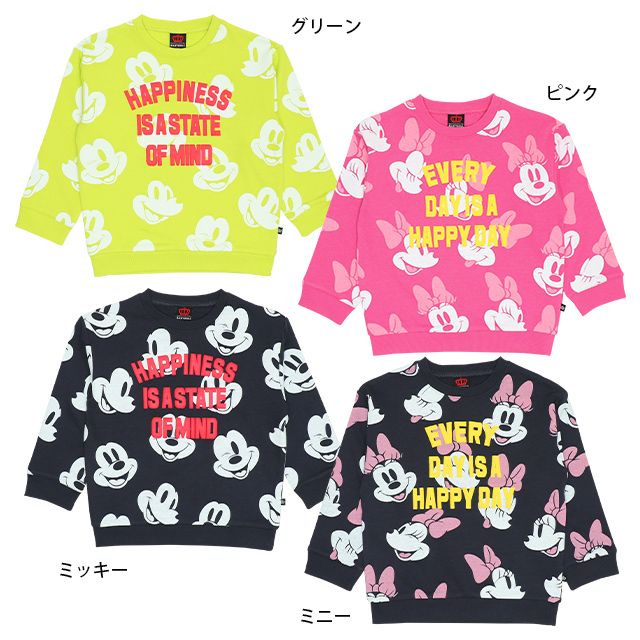 【ベビードール】ミニー 親子お揃い 総柄トレーナー 9210K / ベビーサイズ キッズ トップス 長袖 スウェット素材 リンクコーデ ペアルック 親子コーデ 春秋冬