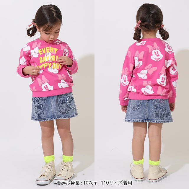 【ベビードール】ミニー 親子お揃い 総柄トレーナー 9210K / ベビーサイズ キッズ トップス 長袖 スウェット素材 リンクコーデ ペアルック 親子コーデ 春秋冬