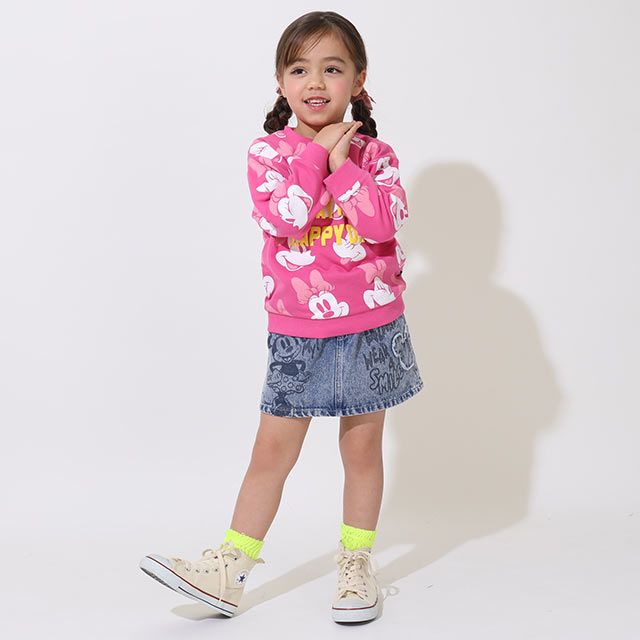 【ベビードール】ミニー 親子お揃い 総柄トレーナー 9210K / ベビーサイズ キッズ トップス 長袖 スウェット素材 リンクコーデ ペアルック 親子コーデ 春秋冬