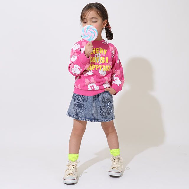 【ベビードール】ミニー 親子お揃い 総柄トレーナー 9210K / ベビーサイズ キッズ トップス 長袖 スウェット素材 リンクコーデ ペアルック 親子コーデ 春秋冬