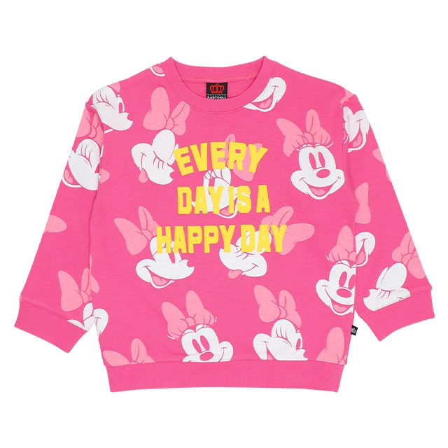 【ベビードール】ミニー 親子お揃い 総柄トレーナー 9210K / ベビーサイズ キッズ トップス 長袖 スウェット素材 リンクコーデ ペアルック 親子コーデ 春秋冬