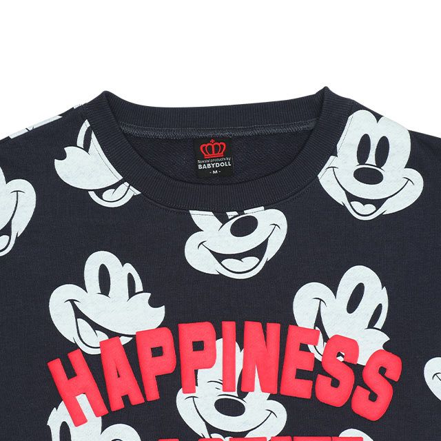 【ベビードール】ミッキー 親子お揃い 総柄トレーナー 9210A / 大人 ユニセックス 男女兼用 リンクコーデ ペアルック 親子コーデ トップス 長袖 スウェット素材 春秋冬
