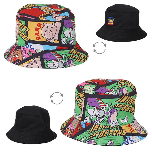 【ベビードール】トイ・ストーリー リバーシブルハット 9225 / キッズ（S）：頭回り54cm 大人（M）：頭回り58cm 帽子 ぼうし ウッディ バズ・ライトイヤー ジェシー リトルグリーンメン レックス ポテトヘッド ハム