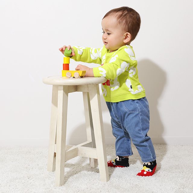 【ベビードール】 ミッキー総柄デニム切替ロンパース 9228B