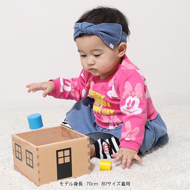 【ベビードール】 ミニー総柄デニム切替ロンパース 9228B