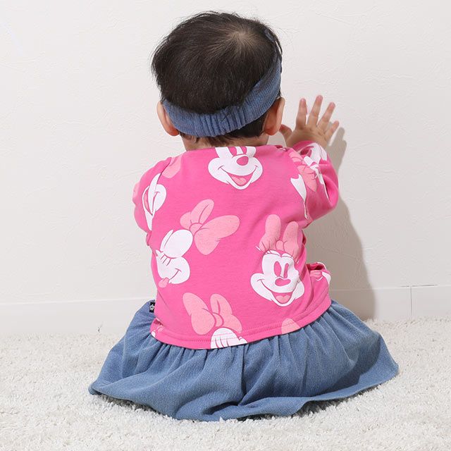 【ベビードール】 ミニー総柄デニム切替ロンパース 9228B