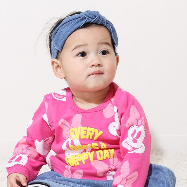 【ベビードール】 ミニー総柄デニム切替ロンパース 9228B