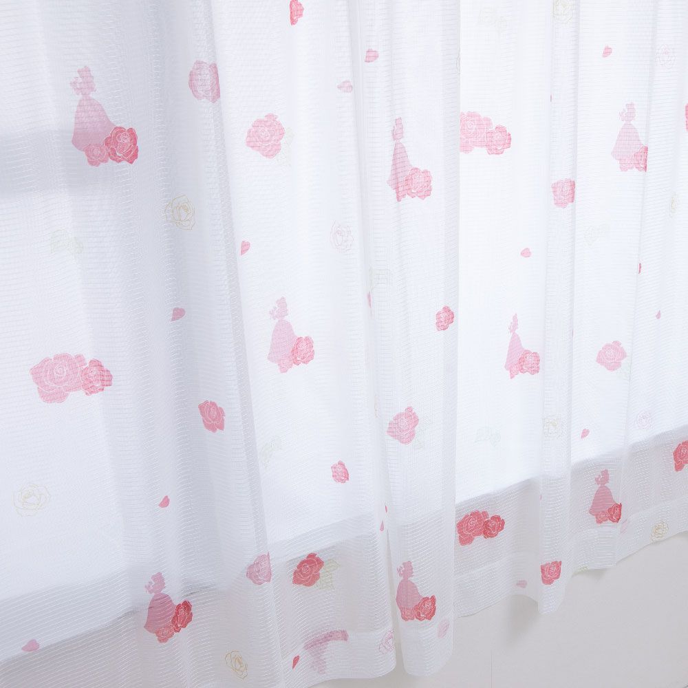 ベル 美女と野獣 外から見えにくい レースカーテンUVカット効果あり 2枚セット  [SB-631-D]