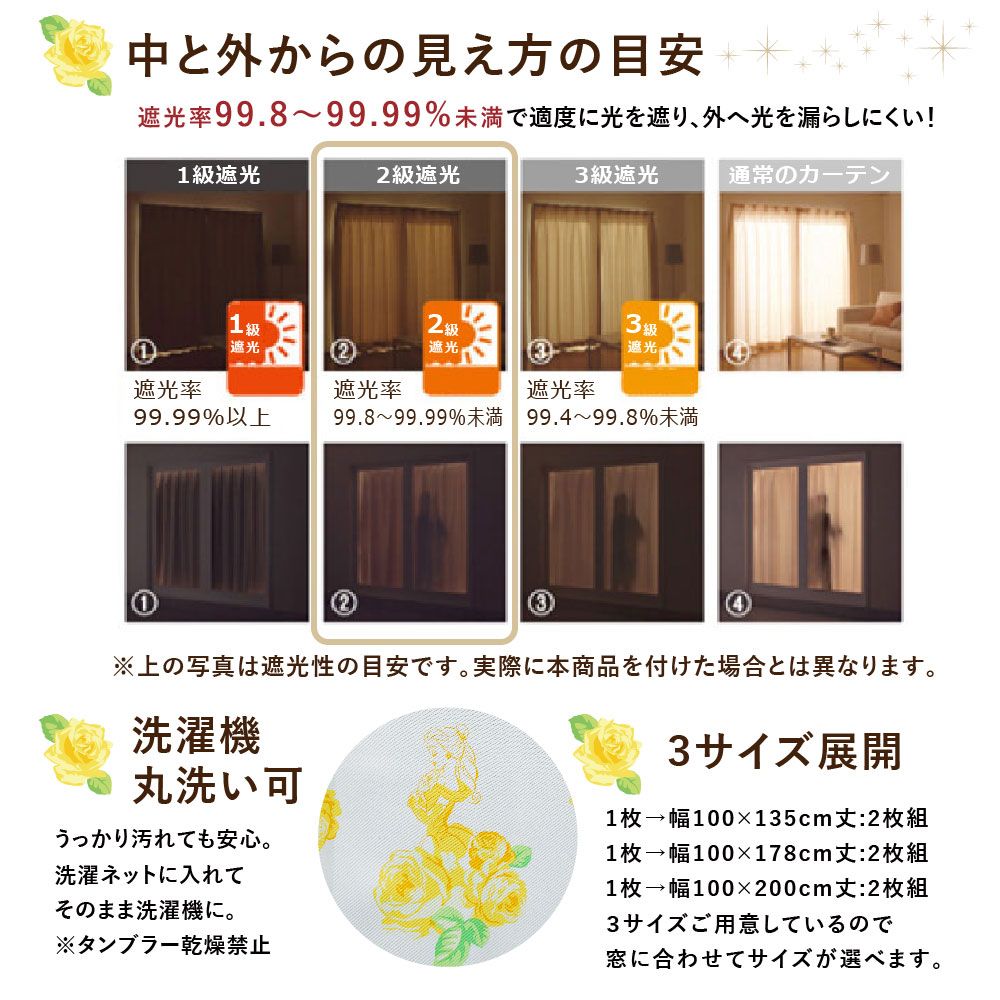 ベル総柄 2級 遮光 遮熱 カーテン 2枚セット[SB-634]
