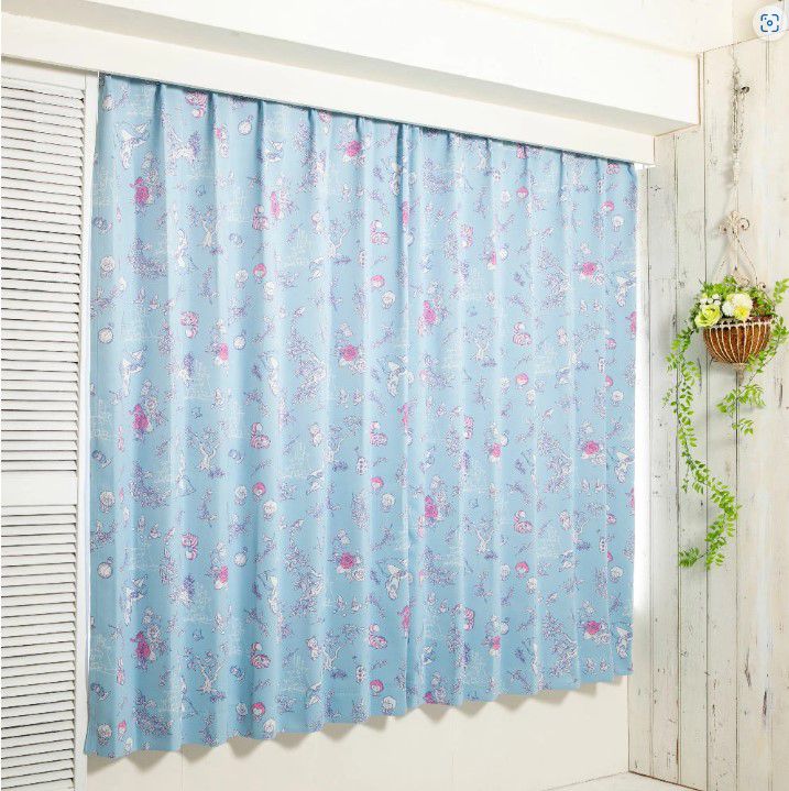 アリス総柄 2級 遮光 遮熱 カーテン 2枚セット[SB-638-D]